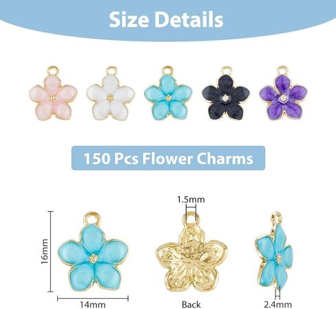 DICOSMETIC 100Pcs Enamel Flower Charms Bulk Pink Sakura Charms 0.8x0.69x0.06 Inch Golden Cherry Flower Blossom Charm Flatback Sakura Charm Alloy Dangle Pendants for DIY Jewelry Craft Making, Hole: 2mm in Saudi Arabia