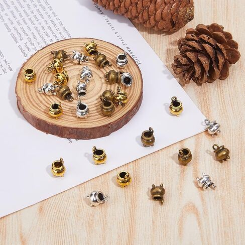 Dicosmetic 30pcs 3-color Witch Magic Charms Small Croper Tibetan Style Sploy Charms Antique Cauldron Pendants Halloween Jewelry for DIY ، Hole: 1.8mm: in Saudi Arabia