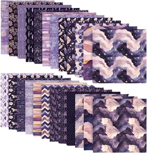 Scrapbook Paper 12x12, Double-sided Bohemian Style Patterned Cardstock, 24 Sheets Purple Watercolor Scrapbooking Supplies Kit, 160 gsm DIY Decorative Craft Papers, 12 Designs, 24 Patterns in Kuwait