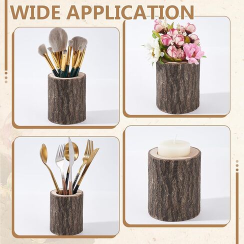 AHANDMaker 2pcs حامل كأس القلم الخشب الريفي ، حامل قلم رصاص الخشب جولة منظم سطح المكتب ، كوب قلم رصاص خشب القلم الحامل ، سطح المكتب الثابت in Kuwait