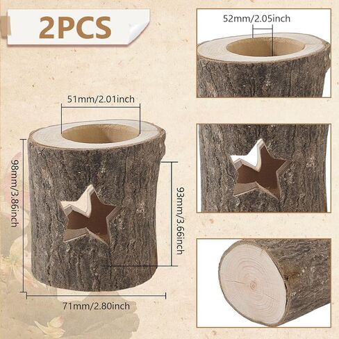 AHANDMAKER 2Pcs Rustic Wood Pen Cup Holder, Wood Pencil Holder Round Desktop Organizer, Pencil Cup Wooden Log Pen Stand, Desktop Stationary Organizer for Office Home Brush Pen Holder in Saudi Arabia