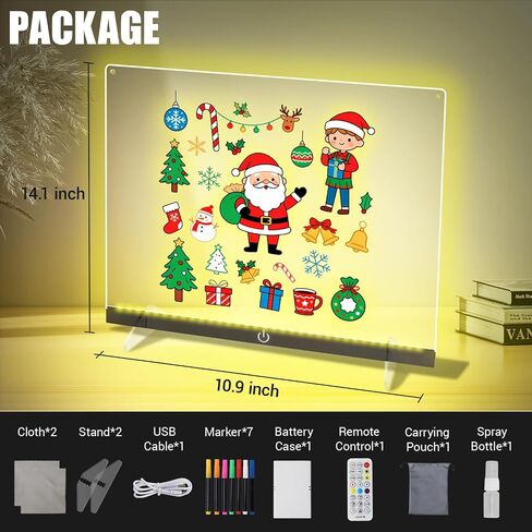 Doodle Glow, LED Note Board with Colors, 14.1"x10.9" LED Drawing Board, Acrylic Dry Erase Board, 16M-Color LED Light-Up Memo Board w/Music Sync, APP & Remote, Stand & 7 Markers, Neon Glow Display in Saudi Arabia