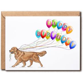 Golden Retriever Card - Happy Birthday Card - Golden Retriever Birthday Card - Dog Card - Card For Dog Lovers - Balloons Card - Cute Card in Saudi Arabia