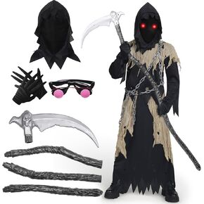 Spooktacular Creations Glowing Eyes Kids Grim Reaper Costume, Halloween Costume for Boys, Grim Reaper Outfit in Kuwait