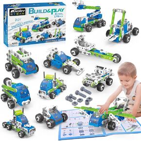 STEM Building Toys for Kids Ages 4-8, 175 Pcs Educational Construction Kit, Building Blocks Set, 18 in 1 Creative Engineering Pull Back Cars, Birthday Gift for Boys & Girls 4 5 6 7 8 9 10 Year Old in Kuwait