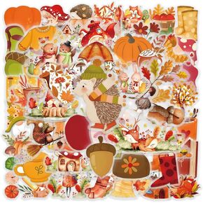 50PCS Transparent Fall Stickers, Aesthetic Autumn Stickers for Scrapbooking Laptop Water Bottles, Thanksgiving Fall Sticker for Kid, Adults Gifts in Kuwait
