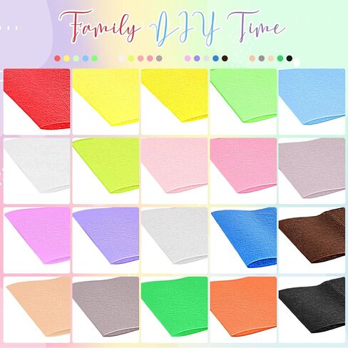 40 Rolls 8 x 35 Inches Felt Sheet for Crafts, 20 Assorted Colors Felt Fabric Squares for Back to School Fall Thanksgiving Halloween Xmas DIY Sewing Crafts Party Decoration(Dark Color) in Kuwait