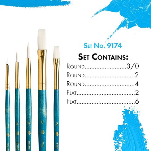 Princeton Real Value, Series 9100, Paint Brush Sets for Acrylic, Oil & Watercolor Painting, Syn-White Taklon (Rnd 2, 6, Fan 2, Flb 4, Angular 4, Flat 10) in Saudi Arabia