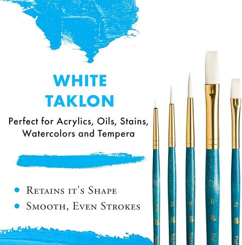 Princeton Real Value, Series 9100, Paint Brush Sets for Acrylic, Oil & Watercolor Painting, Syn-White Taklon (Rnd 2, 6, Fan 2, Flb 4, Angular 4, Flat 10) in Saudi Arabia