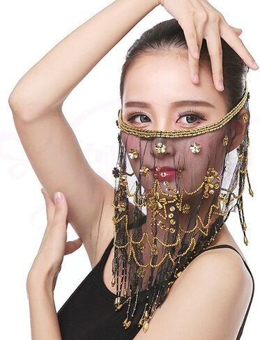 Belly Dance Face Veil India Dance Outfit Halloween Carnival Costumes Head Face Veil in Saudi Arabia