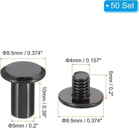 PATIKIL 50 SETS SCHOGO SCEAGO ، 45 مم L Chicago Procks Phillips post post progh proglts proteners proteners conclats for belit belt belt scrapbook photo ، black in Saudi Arabia