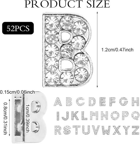 52 PCS Letter Charms, 12 mm A-Z Full Letter Beads Alphabet Charms Junk Charm for Jewelry Making Bracelets Necklace Wristbands Diy Jewelry (Silver) in Saudi Arabia