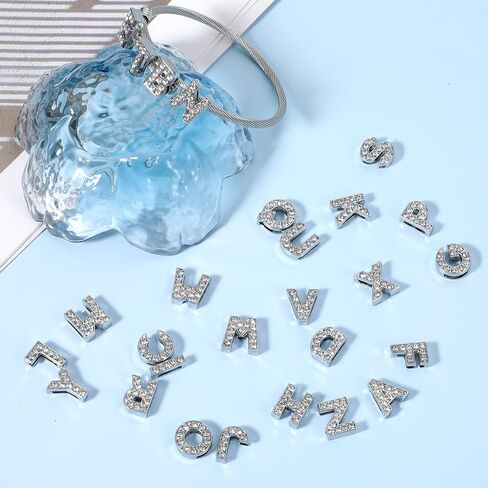 52 PCS Letter Charms, 12 mm A-Z Full Letter Beads Alphabet Charms Junk Charm for Jewelry Making Bracelets Necklace Wristbands Diy Jewelry (Silver) in Saudi Arabia