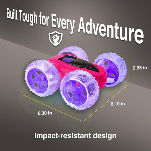 Contixo SC3A Toy Remote Control Car for Kids with Double-Sided 360° Rotating Stunt, 4WD Off-Road RC Cars with LED Lights, Birthday for Boys and Girls Ages 4 5 6 7 - Pink in Saudi Arabia