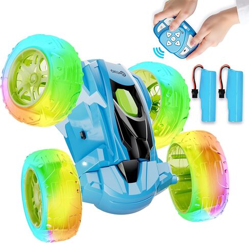 Contixo SC3A Toy Remote Control Car for Kids with Double-Sided 360° Rotating Stunt, 4WD Off-Road RC Cars with LED Lights, Birthday for Boys and Girls Ages 4 5 6 7 - Pink in Saudi Arabia