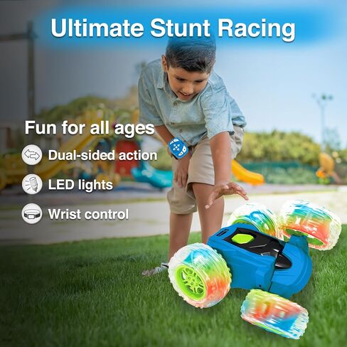 Contixo SC3A Toy Remote Control Car for Kids with Double-Sided 360° Rotating Stunt, 4WD Off-Road RC Cars with LED Lights, Birthday for Boys and Girls Ages 4 5 6 7 - Pink in Saudi Arabia