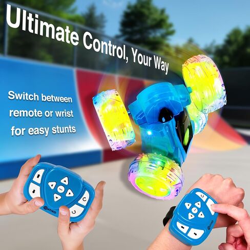 Contixo SC3A Toy Remote Control Car for Kids with Double-Sided 360° Rotating Stunt, 4WD Off-Road RC Cars with LED Lights, Birthday for Boys and Girls Ages 4 5 6 7 - Pink in Saudi Arabia