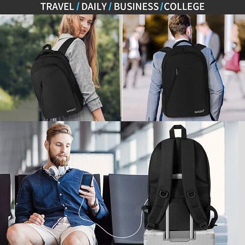 SMONT Large Laptop Backpack for Men, 17" Mens Business Bookbag for Computer Office Tech Commuter Work Black in Kuwait