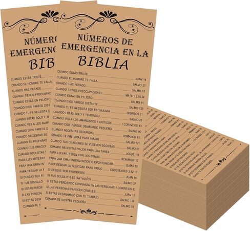 100Pcs Spanish Bible Emergency Numbers Bookmark 2.3x6 Inch-Inspirational Christian Cards Bible Book Marks Gifts for Daily Encouragement Church Favor Vacation Bible Sunday School Teacher in Saudi Arabia