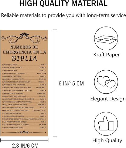 100Pcs Spanish Bible Emergency Numbers Bookmark 2.3x6 Inch-Inspirational Christian Cards Bible Book Marks Gifts for Daily Encouragement Church Favor Vacation Bible Sunday School Teacher in Saudi Arabia