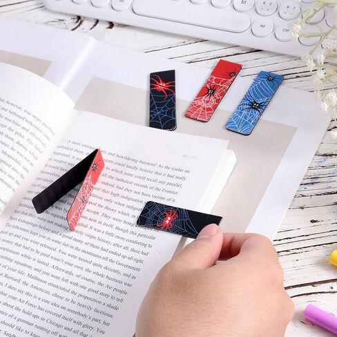 BOXOB 20pcs Spider Magnetic Bookmarks, Spider Web Magnet Book Mark Clips Cute Page Markers for Students Teachers Book Lovers Home Office Reading Accessories (3 Colors) in Saudi Arabia