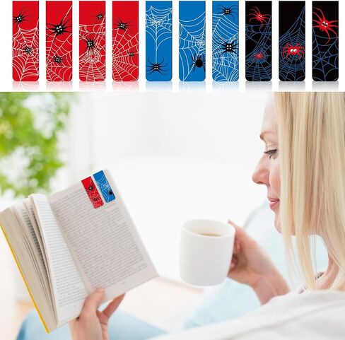 BOXOB 20pcs Spider Magnetic Bookmarks, Spider Web Magnet Book Mark Clips Cute Page Markers for Students Teachers Book Lovers Home Office Reading Accessories (3 Colors) in Saudi Arabia