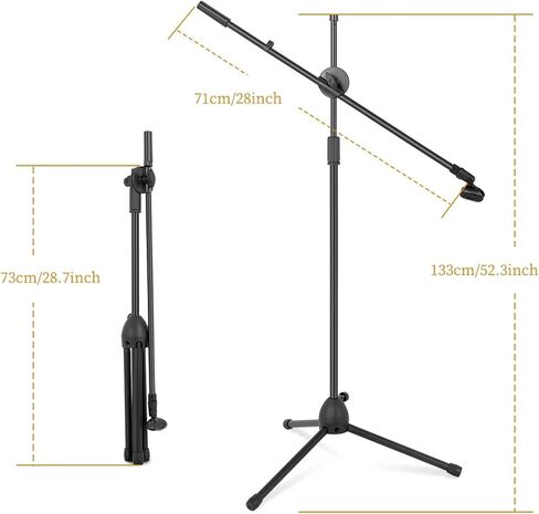 Flexible Stage Microphone Stand Tripod Floor Standing Microphone Stand Stand Up to 190cm Black in Saudi Arabia