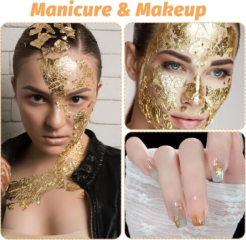 100 Pcs 5.5" X 5.5" Gold Leaf Sheets for Art Foil Paper, Gold & Silver Foils Sheets, Foil Paper Art Foils Sheet for Resin Gilding Crafting Nails Furniture Home Decor with Tweezer & Brush in Saudi Arabia