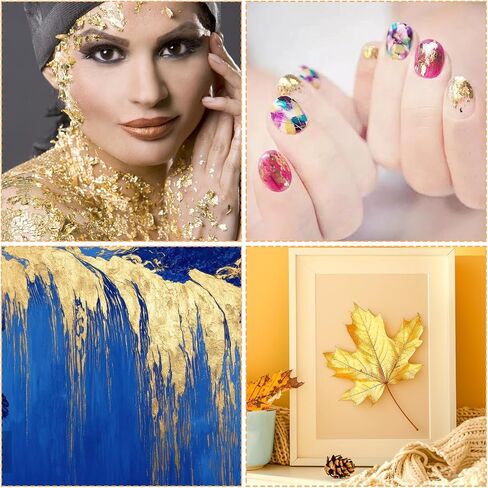 100 Pcs 5.5" X 5.5" Gold Leaf Sheets for Art Foil Paper, Gold & Silver Foils Sheets, Foil Paper Art Foils Sheet for Resin Gilding Crafting Nails Furniture Home Decor with Tweezer & Brush in Saudi Arabia