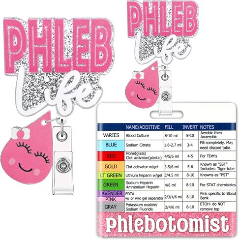 شارة Phlebotomist Buddy مع مقطع معرف التمريض القابل للسحب لممرضات الممرضات (الوردي) in Kuwait
