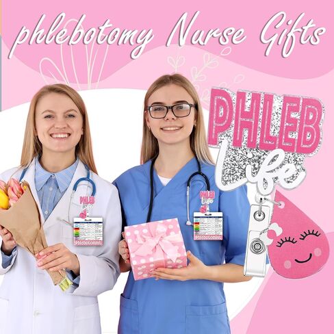 شارة Phlebotomist Buddy مع مقطع معرف التمريض القابل للسحب لممرضات الممرضات (الوردي) in Kuwait