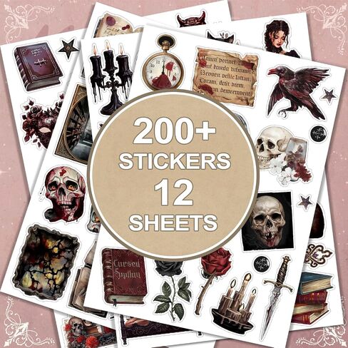 200PCS Gothic Stickers, Cool Goth Stickers for Water Bottle Laptop Luggage Skateboard Scrapbooking, Waterproof Vinyl Horror Decals for Teens Adults in Saudi Arabia