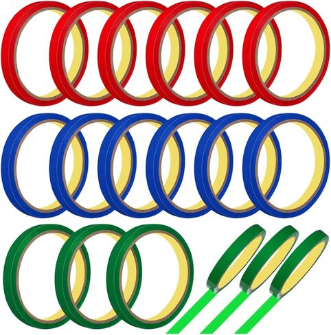 18 قطعة من شريط إغلاق الأكياس البلاستيكية، شريط إغلاق ملون لأكياس إعادة تعبئة الموزع، أكياس بوليباغ 12 مم (أحمر، أزرق وأخضر) in Kuwait