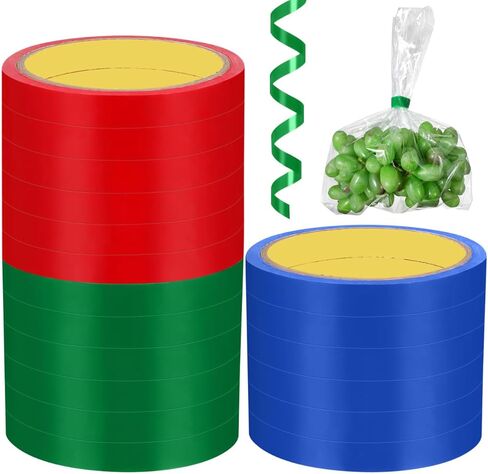 18 قطعة من شريط إغلاق الأكياس البلاستيكية، شريط إغلاق ملون لأكياس إعادة تعبئة الموزع، أكياس بوليباغ 12 مم (أحمر، أزرق وأخضر) in Kuwait