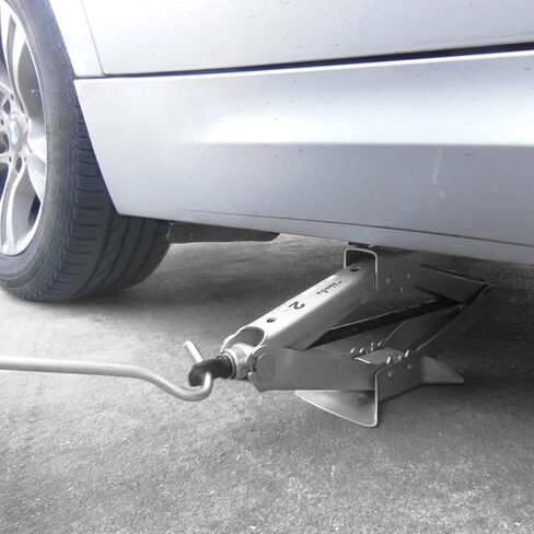 جاك مقص 2 طن، جاك سيارة محمول مصنوع من الصلب جاك تخييم لسيارة السيدان والكوبيه بمقبض، فضي in Kuwait