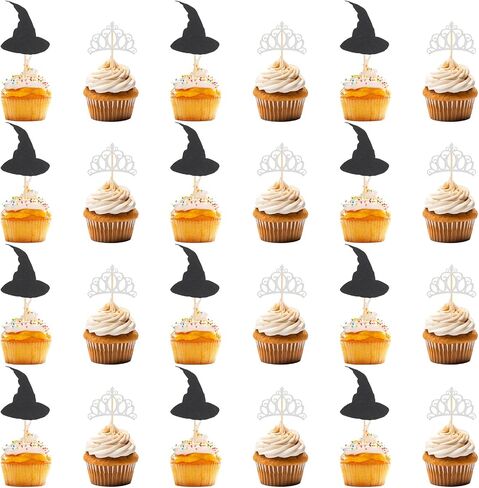 القبعات الساحرة المصغرة و Crown Crown Cupcake ، زخارف حفلة عيد الميلاد ، كعكة الحلوى طعام المسواك ديكور إكسسوارات الساحرة للنادي تحت عنوان عيد الهالوين in Saudi Arabia