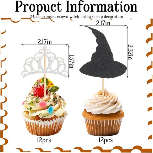 القبعات الساحرة المصغرة و Crown Crown Cupcake ، زخارف حفلة عيد الميلاد ، كعكة الحلوى طعام المسواك ديكور إكسسوارات الساحرة للنادي تحت عنوان عيد الهالوين in Saudi Arabia