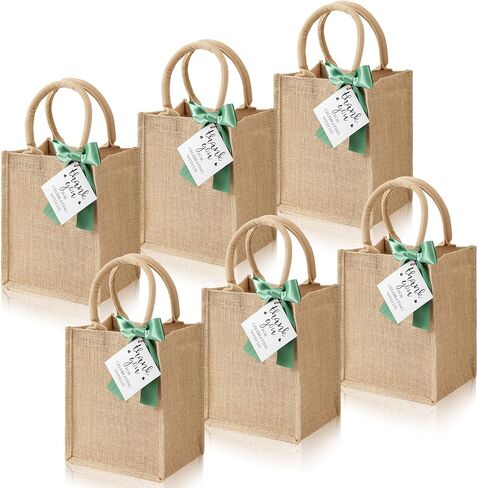 Paterr 6 Pack Bagrlap حقائب مع مقابض حقيبة هدايا لحفلة البكالوريوس الصغيرة القابلة لإعادة الاستخدام مع القوس شكرا لك علامة in Saudi Arabia