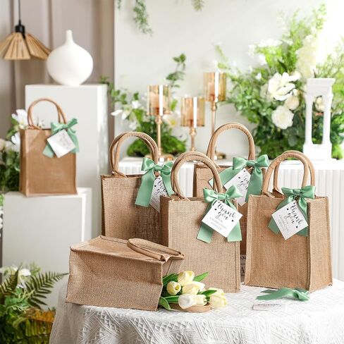 Paterr 6 Pack Bagrlap حقائب مع مقابض حقيبة هدايا لحفلة البكالوريوس الصغيرة القابلة لإعادة الاستخدام مع القوس شكرا لك علامة in Saudi Arabia