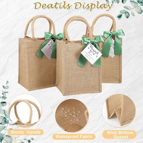 Paterr 6 Pack Bagrlap حقائب مع مقابض حقيبة هدايا لحفلة البكالوريوس الصغيرة القابلة لإعادة الاستخدام مع القوس شكرا لك علامة in Saudi Arabia
