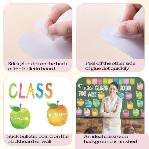 31Pcs Back to School Classroom Bulletin Board Decorations Set,Watercolor Apples Motivational Words Cutouts Positive Banner Bulletin Decoration with Dot Glues for Classroom Door Wall in Kuwait