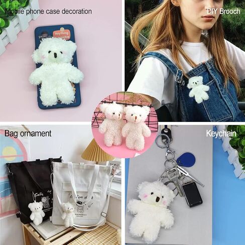 12 Pack Mini White Teddy Bears , 4.7 inch Tiny Soft Stuffed Teddy Bear, Mini Plush Bears Bulk for Birthday Table Decor Centerpiece Bag Fillers Party Favors DIY Keychain Crafts, WE in Kuwait