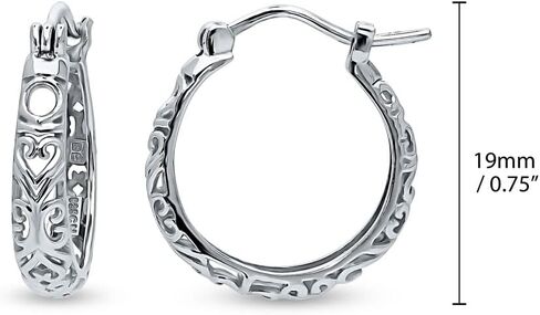 BERRICLE Sterling Silver Woven Medium Fashion Hoop Earrings for Women, Rhodium Plated 0.63" in Saudi Arabia