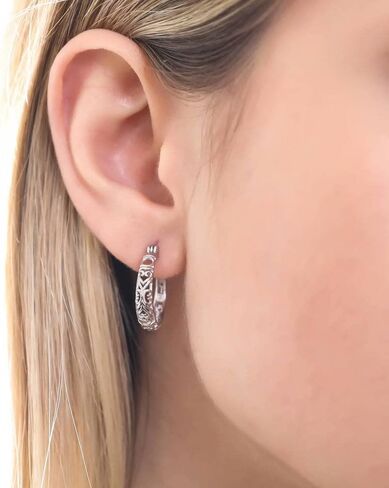 BERRICLE Sterling Silver Woven Medium Fashion Hoop Earrings for Women, Rhodium Plated 0.63" in Saudi Arabia