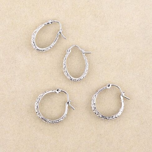 BERRICLE Sterling Silver Woven Medium Fashion Hoop Earrings for Women, Rhodium Plated 0.63" in Saudi Arabia