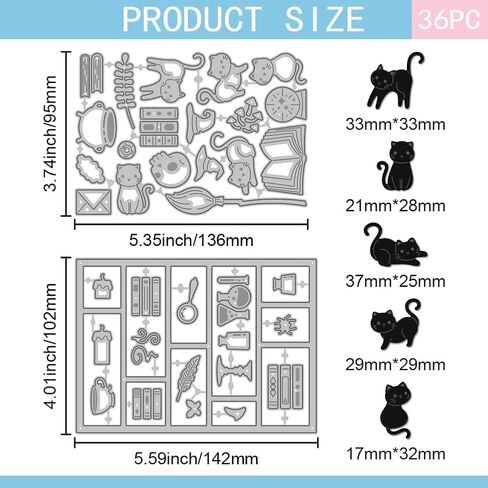 GLOBLELAND Magic Cat Cutting Dies for DIY Scrapbooking Metal Bookshelf Cut Dies Magic Broom Die Cuts for Card Making Embossing Photo Album Craft Decor in Kuwait