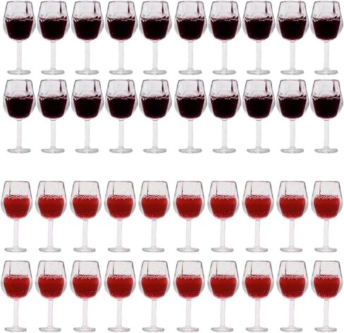 LOGOFUN 40Pcs Miniature Wine Glasses Dollhouse Red Wine Glasses 1: 12 Scale Mini Goblet Glass Drinking Cups Model for Dollhouse Kitchen Accessories in Saudi Arabia