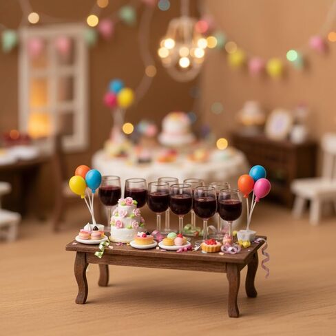 LOGOFUN 40Pcs Miniature Wine Glasses Dollhouse Red Wine Glasses 1: 12 Scale Mini Goblet Glass Drinking Cups Model for Dollhouse Kitchen Accessories in Saudi Arabia