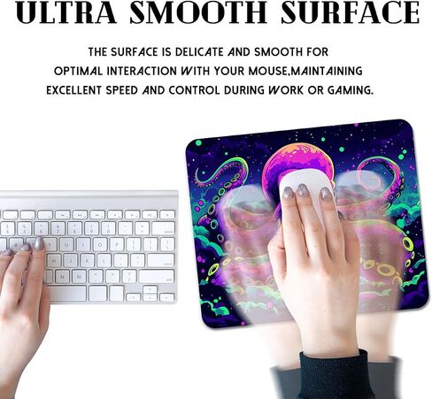 2 Pack Octopus Mouse Mouse مع قاعدة من المطاط غير المنقولة 9.5 × 7.9 في وسادات الماوس المقاومة للماء من الحافة المخيمة للمكتب ، Neon Cthulhu Monster Cool Mouse Mouse Mouse Mouse for Wireless Mouse ، Laptop in Kuwait