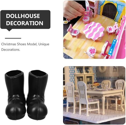 Angoily 50pcs Mini Santa Boots Christmas Decoration ، نموذج أحذية سانتا البلاستيكي الأسود لإكسسوارات Dollhouse ، عطلات DIY و Tree Tree زخرفة لطيفة 1.1 × 1.1 بوصة in Saudi Arabia